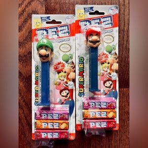 Set Of 2 NEW SEALED PEZ DISPENSERS LOT OF MARIO BROTHERS--with CANDY
